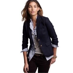 J.Crew Schoolboy Wool Blazer Navy Academia Y2K Women's Size 8